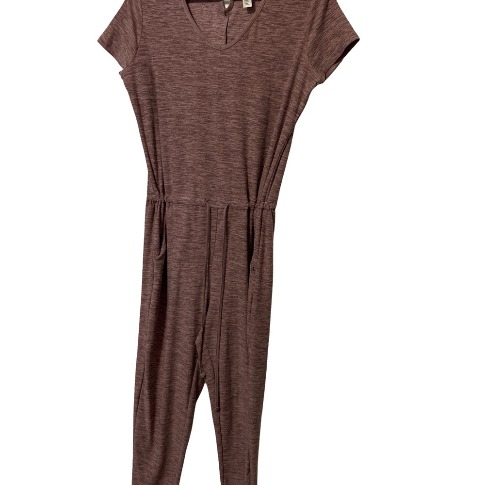 Heathered soft purple Jumpsuit with Cap Sleeves and Tapered Legs
